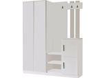 Dmora Mobile Da Ingresso Hene 37.5X147.2X179.7H Cm Bianco, Specchio Incluso Appendiabiti