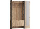 Dmora Mobile Da Ingresso Damasco 34X125.5X180H Cm Marrone Quercia, Specchio Incluso Appendiabiti