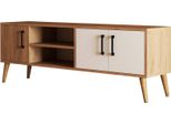Dmora Mobile Porta Tv Brugine 34X150X52H Cm Marrone Quercia, Apertura Battente 4 Vani