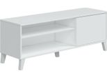 Dmora Mobile Porta Tv Viring 40X135X50H Cm Bianco, 3 Vani Un'anta