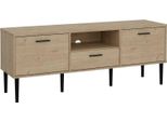 Dmora Mobile Porta Tv Elie 39.8X147.2X56.8H Cm Marrone Rovere, Apertura Battente 3 Vani