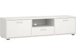 Dmora Mobile Porta Tv Charo 39.8X147.2X38.4H Cm Bianco, Apertura Battente 3 Vani