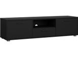 Dmora Mobile Porta Tv Charo 39.8X147.2X38.4H Cm Nero Nero, Apertura Battente 3 Vani