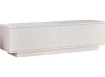 Dmora Mobile Porta Tv Kenneth 35.5X140X38.2H Cm Bianco, Apertura A Ribalta 2 Vani