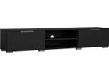 Dmora Mobile Porta Tv Ammiro 39.9X172.7X33.1H Cm Nero Nero, Apertura Scorrevole 2 Vani