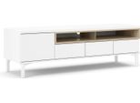 Dmora Mobile Porta Tv Rosata 48.25X155.7X48.2H Cm Bianco, Apertura Scorrevole 3 Vani