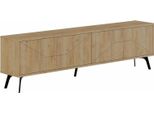 Dmora Mobile Porta Tv Olgadikiev 29.6X180X50H Cm Marrone Quercia, Apertura Battente 4 Vani