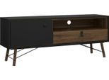 Dmora Mobile Porta Tv Antoine 40.1X150.3X59.6H Cm Nero, Apertura Battente 2 Vani