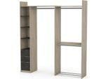 Dmora Guardaroba Grande Battuda 43.9X218.3H Cm Marrone Rovere, Appendiabiti 3 Cassetti