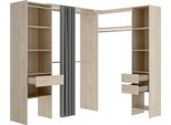 Dmora Guardaroba Grande Pali 141X205H Cm Marrone Rovere, Appendiabiti 13 Vani
