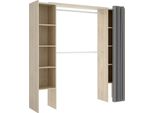 Dmora Guardaroba Grande Caloy 50X205H Cm Marrone Rovere, Appendiabiti Apertura Tenda