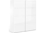 Dmora Guardaroba 2 Ante Badesse 62X220.4H Cm Bianco Bianco Lucido, Appendiabiti 2 Ante