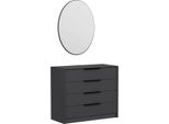 Dmora Cassettiera Jebi 85X100X45H Cm Nero Antracite, 3 Cassetti Apertura Scorrevole
