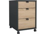 Dmora Cassettiera Agazzino 40.8X48.2X60.8H Cm Marrone Rovere, 3 Cassetti Apertura Scorrevole