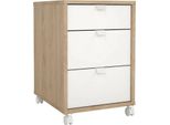 Dmora Cassettiera Agazzino 40.8X48.2X60.8H Cm Bianco, 3 Cassetti Apertura Scorrevole