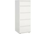 Dmora Cassettiera Abelarda 40X40.2X106.6H Cm Bianco, 5 Cassetti Apertura Scorrevole