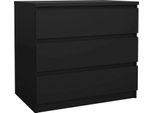 Dmora Cassettiera Artic 50X77X70.1H Cm Nero, 3 Cassetti Apertura Scorrevole