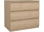 Dmora Cassettiera Artic 50X77X70.1H Cm Marrone Rovere, 3 Cassetti Apertura Scorrevole