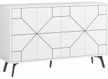 Dmora Credenza Earl 35X123X62.4H Cm Bianco, Apertura Battente 4 Ante