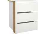 Dmora Cassettiera Giacarta 55.1X57X69.5H Cm Bianco, 3 Cassetti Apertura Scorrevole