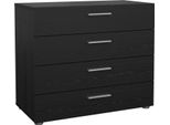 Dmora Cassettiera Arwen 40.25X80.2X68.1H Cm Nero, 4 Cassetti Apertura Scorrevole