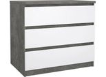Dmora Cassettiera Artic 50X77X70.1H Cm Grigio Cemento, 3 Cassetti Apertura Scorrevole