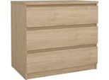 Dmora Cassettiera Kajiki 50X77X68H Cm Marrone Rovere, 3 Cassetti Apertura Scorrevole