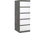Dmora Cassettiera Achaldi 40.4X50X111.3H Cm Grigio Cemento, 5 Cassetti Apertura Scorrevole
