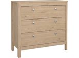Dmora Cassettiera Sagar 38.4X82.3X79.7H Cm Marrone Rovere, 3 Cassetti Apertura Scorrevole
