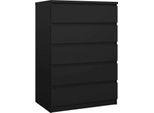 Dmora Cassettiera Ansel 50X77X111.3H Cm Nero, 5 Cassetti Apertura Scorrevole