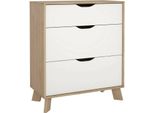 Dmora Cassettiera Alamid 39.8X78.7X92.2H Cm Marrone Rovere, 3 Cassetti Apertura Scorrevole