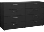 Dmora Credenza Phethai 40X140X81.7H Cm Nero, 8 Cassetti Apertura Scorrevole
