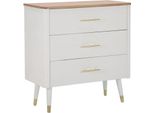 Dmora Cassettiera Phaidone 37X78X80H Cm Bianco, 3 Cassetti Apertura Scorrevole