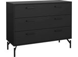 Dmora Cassettiera Theodule 39.8X98.7X76.6H Cm Nero, 3 Cassetti Apertura Scorrevole
