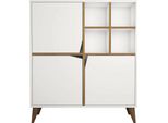 Dmora Credenza Londra 30X100X115H Cm Bianco, Apertura Battente 8 Vani