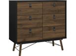 Dmora Credenza Maka 40.1X101.8X94.8H Cm Nero, 6 Cassetti Apertura Scorrevole