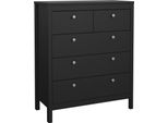Dmora Cassettiera Nicholas 38.4X82.3X98.9H Cm Nero, 5 Cassetti Apertura Scorrevole
