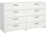 Dmora Credenza Phethai 40X140X81.7H Cm Bianco, 8 Cassetti Apertura Scorrevole