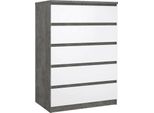 Dmora Cassettiera Ansel 50X77X111.3H Cm Grigio Cemento, 5 Cassetti Apertura Scorrevole