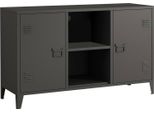 Dmora Credenza Friddi 40X120X73H Cm Grigio Ardesia, Apertura Battente 4 Vani