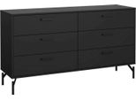 Dmora Credenza Begawan 39.8X138.7X76.6H Cm Nero, 6 Cassetti Apertura Scorrevole