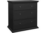 Dmora Cassettiera Domeng 51.6X86.3X88.2H Cm Nero, 3 Cassetti Apertura Scorrevole