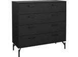 Dmora Cassettiera Puglia 39.8X98.7X95.8H Cm Nero, 4 Cassetti Apertura Scorrevole