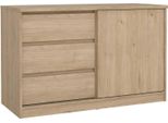 Dmora Credenza Bebinca 50X118.9X75.6H Cm Marrone Rovere, 3 Cassetti 2 Vani