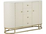 Dmora Credenza Grotte 40X120X85H Cm Bianco, 4 Cassetti Apertura Battente E Scorrevole