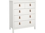 Dmora Cassettiera Nicholas 38.4X82.3X98.9H Cm Bianco, 5 Cassetti Apertura Scorrevole