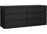 Dmora Credenza Joyce 50X153.8X68H Cm Nero, 6 Cassetti Apertura Scorrevole