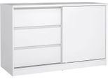 Dmora Credenza Bebinca 50X118.9X75.6H Cm Bianco Lucido, 3 Cassetti 2 Vani