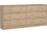 Dmora Credenza Rick 30.1X143.1X68.3H Cm Marrone Rovere, 6 Cassetti Apertura Scorrevole