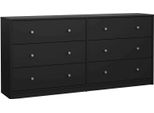 Dmora Credenza Rick 30.1X143.1X68.3H Cm Nero, 6 Cassetti Apertura Scorrevole